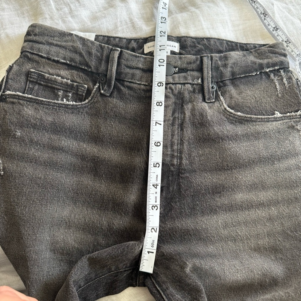Good American Good Girlfriend High Rise Distressed Black Jeans Size 00/24 - Picture 11 of 12